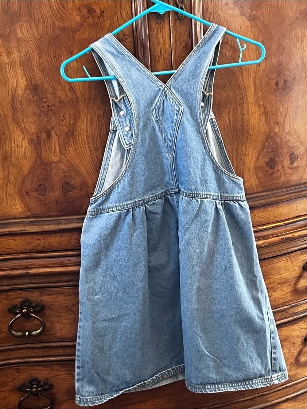 KIDS VTG CLOTHES: Denim Kids Overall Dress with Tweety Patch - Light Blue - Picture 6 of 7